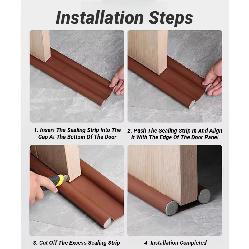 Bande d'étanchéité pour bas de porte, bande insonorisante pour interstice de porte et fenêtre, bande pare-vent, isolation thermique et anti-poussière