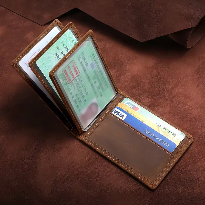 Porte carte en cuir véritable pour hommes