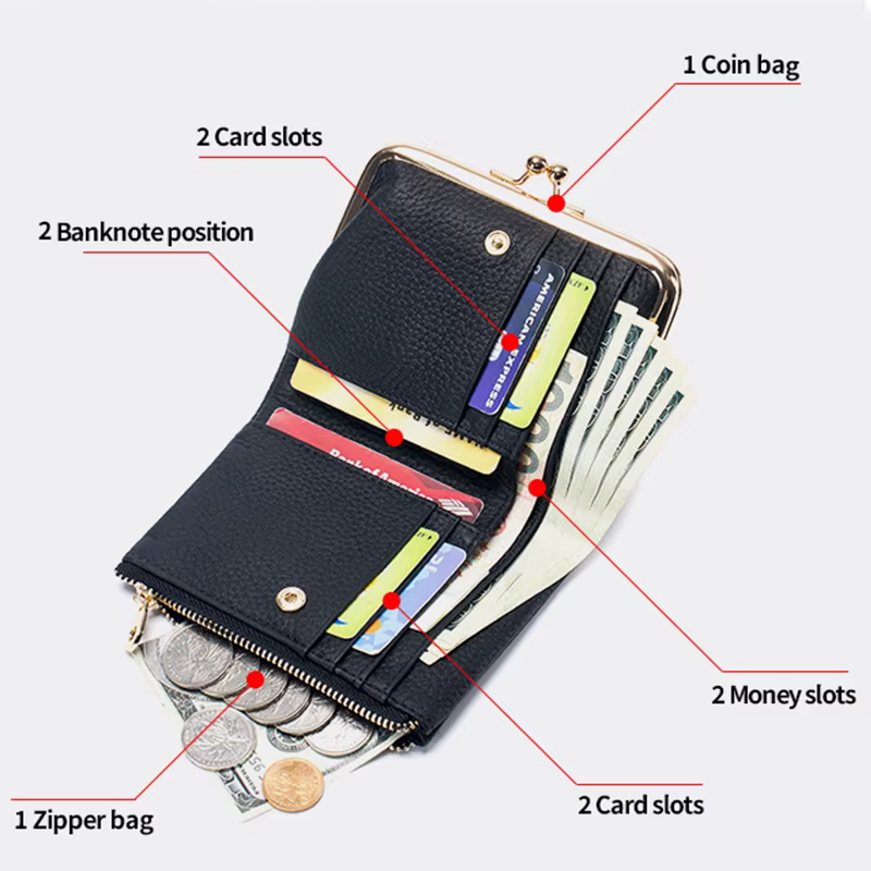 Portefeuille en cuir véritable Kd'appareils Lock pour femme