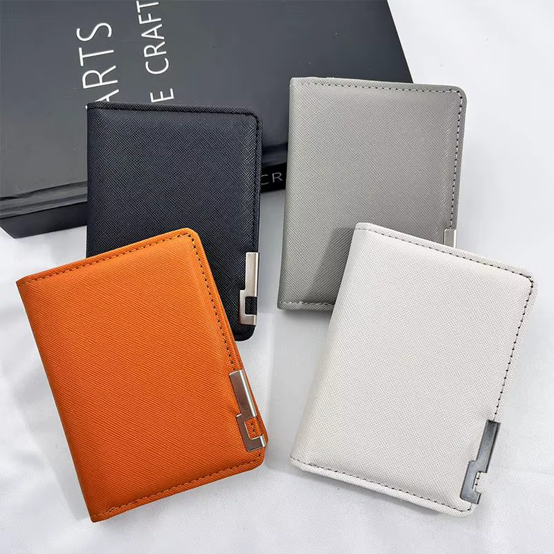 Portefeuille fin en similicuir noir de style professionnel avec plusieurs emplacements pour cartes