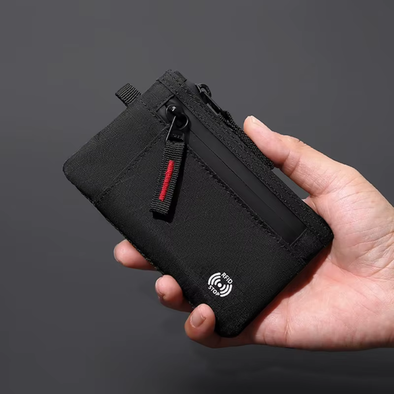 Rfid porte-carte de crédit hommes portefeuilles de luxe en Nylon mince portefeuille fermeture éclair