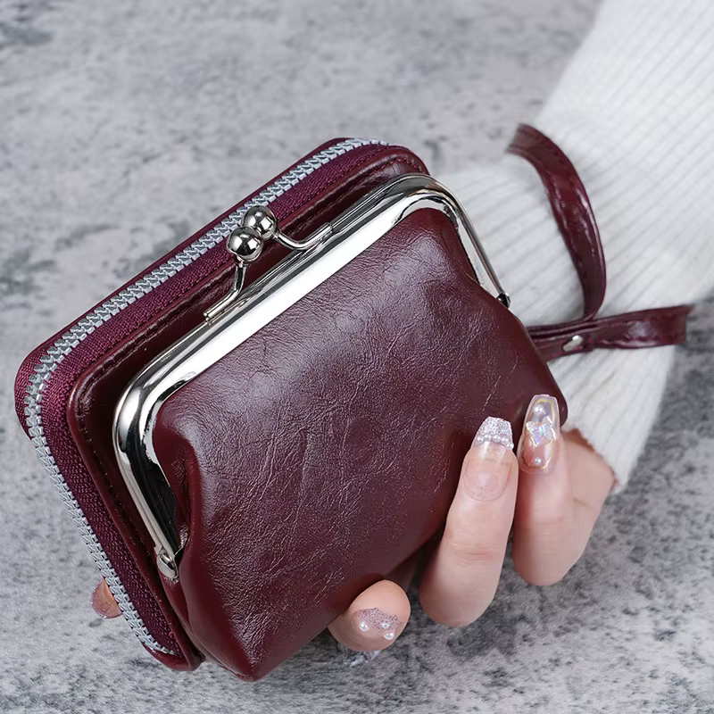 Femmes portefeuilles et sacs à main en cuir PU sac d'argent femme court moraillon sac