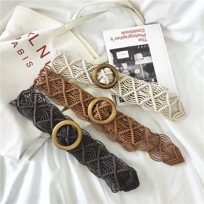 Ceinture tressée vintage 2025 – Ceinture minimaliste coréenne, accessoire streetwear bohème, ceinture de robe rétro, ceinture de luxe légère