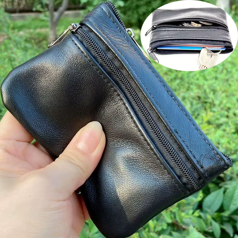 Porte-monnaie en cuir PU pour femmes et hommes, petit sac portefeuille