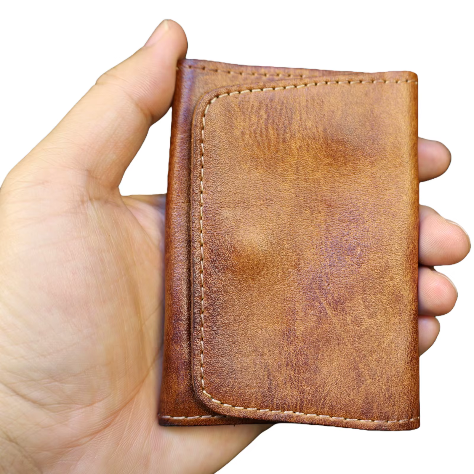 Portefeuille en cuir de vachette véritable pour hommes femmes Vintage fait à la main court petits portefeuilles