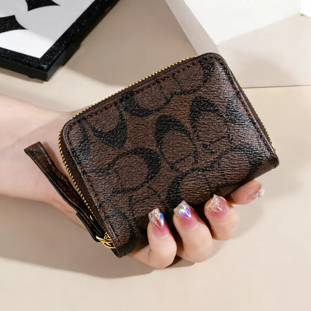 Portefeuille court minimaliste pour femme avec fermeture éclair