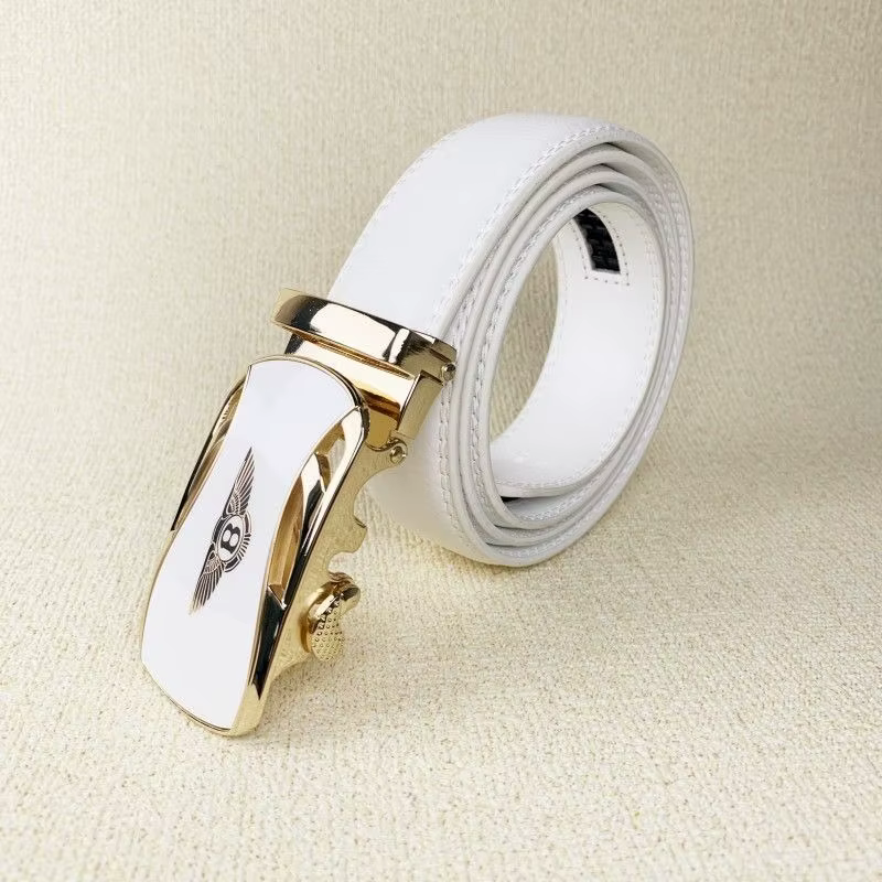 Bentley LOGO Ceinture en cuir blanc pour hommes boucle automatique jeunesse