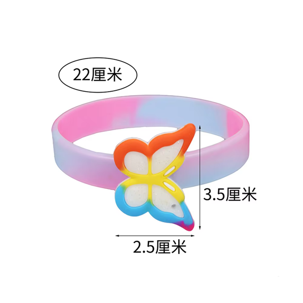Porte-clés papillon de dessin animé, cadeau de fête d'anniversaire, anneau en caoutchouc, Bracelet, décoration de fête sur le thème de la papillon pour fille
