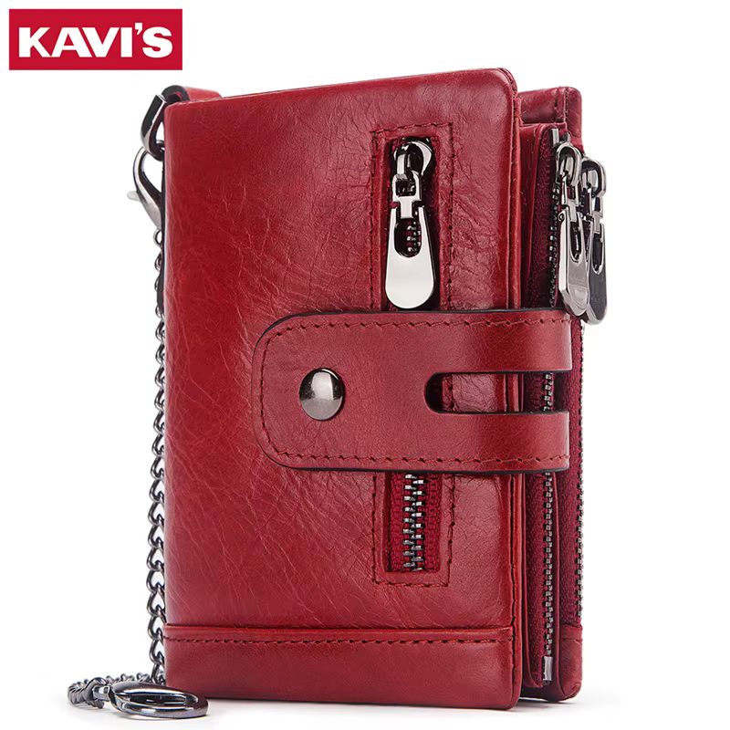 Mode femmes portefeuille en cuir véritable femme pochette portefeuilles moraillon Double fermeture éclair conception courte monnaie poche ID porte-carte sac à main