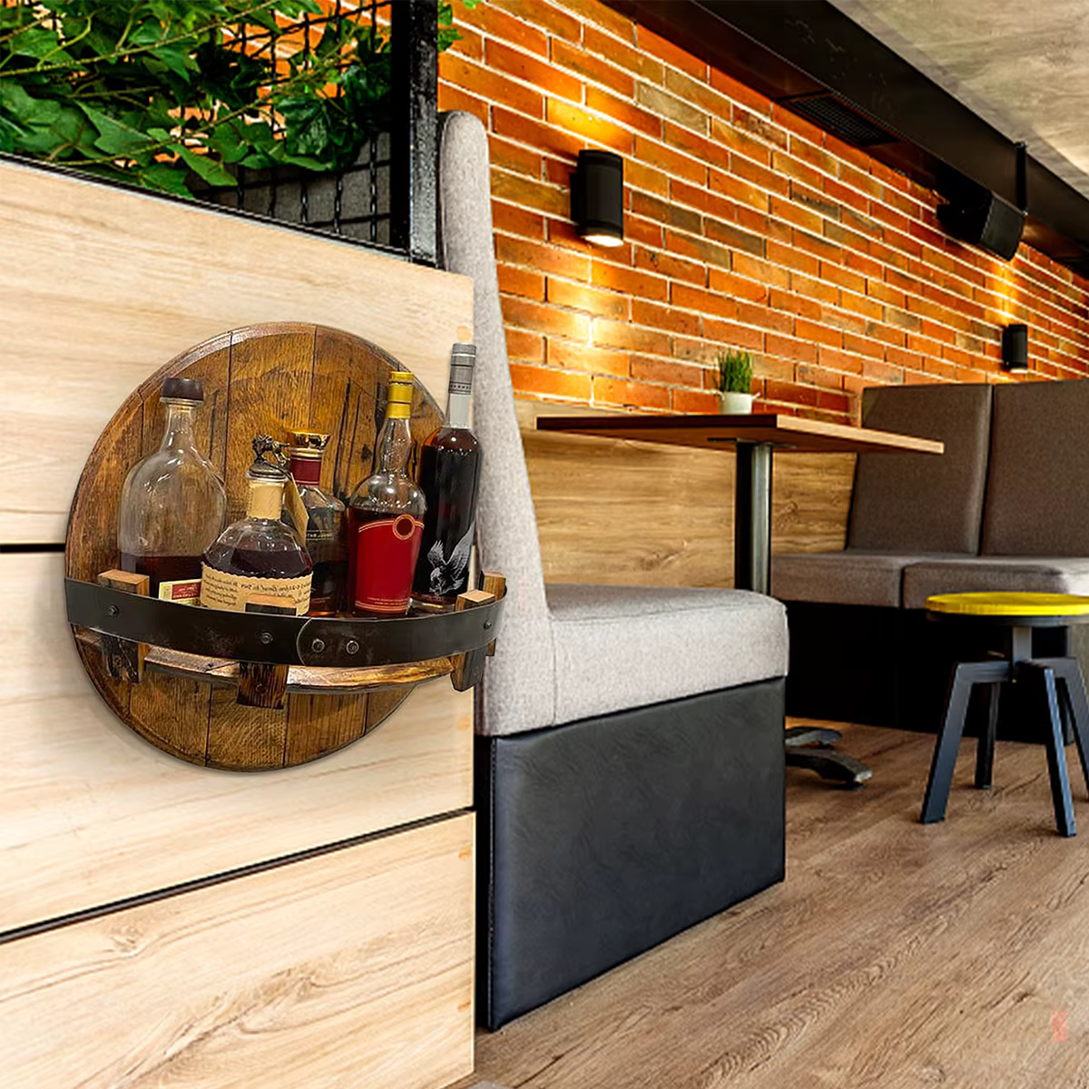 Support mural en bois pour bouteille de vin, étagères murales flottantes pour whisky Vintage, présentoir rond pour verres à vin, pour Bar, armoire de cuisine