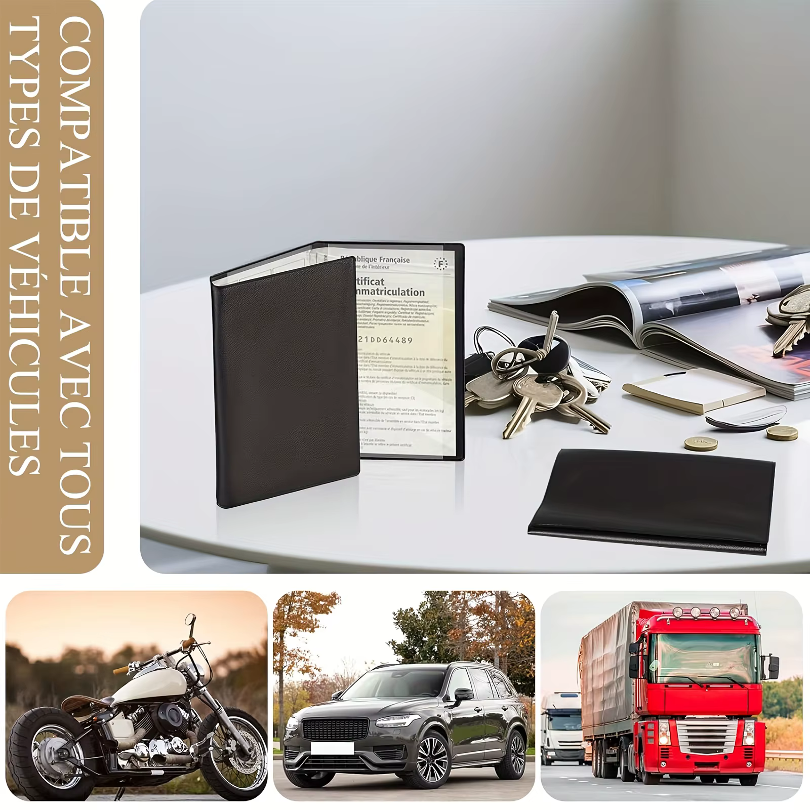 Porte-carte d'enregistrement et d'assurance du véhicule – Manchon à documents en plastique transparent pour papiers de voiture/moto
