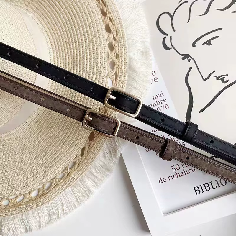 Ceinture rétro française en cuir PU pour femmes