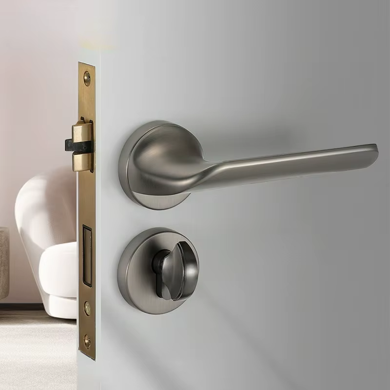 Serrure de porte de chambre moderne et minimaliste, silencieuse, pour intérieur, salle de bain, en bois, ensemble complet