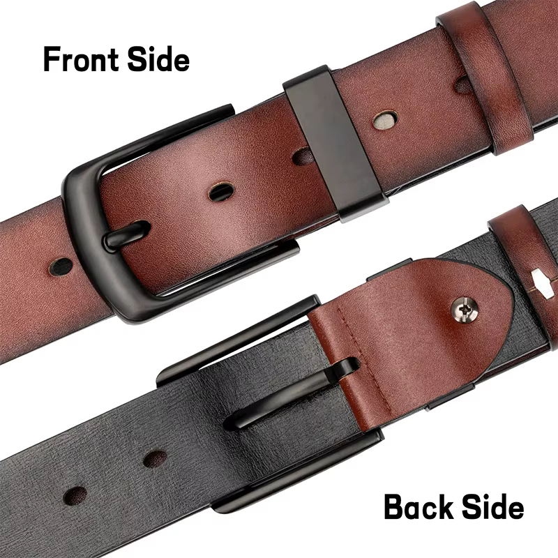 Maikun Ceinture décontractée vintage pour homme avec boucle ardillon noire pour étudiant - Large ceinture en cuir polyvalente
