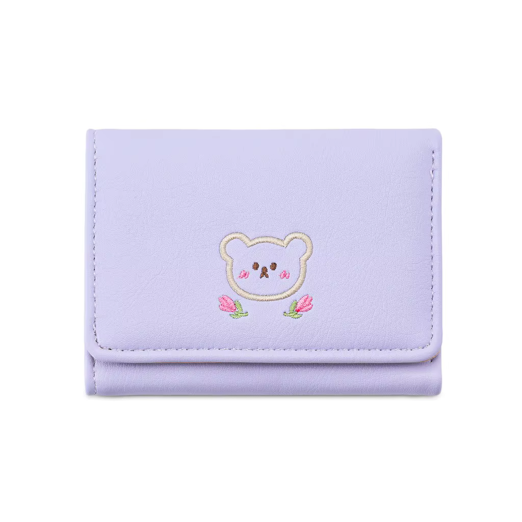 Portefeuille brodé avec motif d'ours
