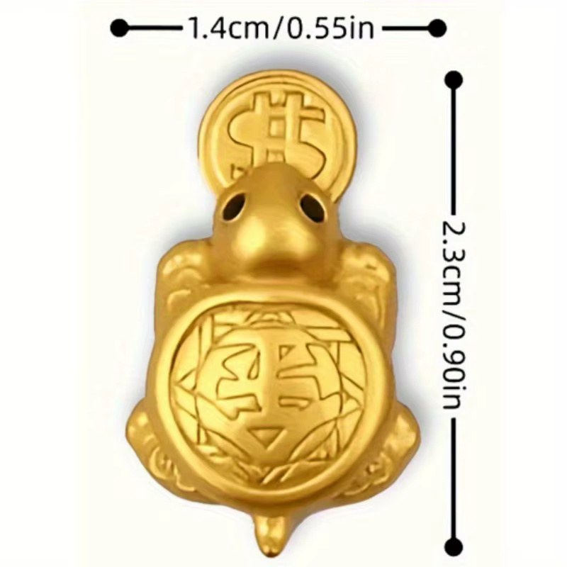 Porte-monnaie en forme de tortue dorée avec étui en cuir rouge - Attracteur de richesse Feng Shui