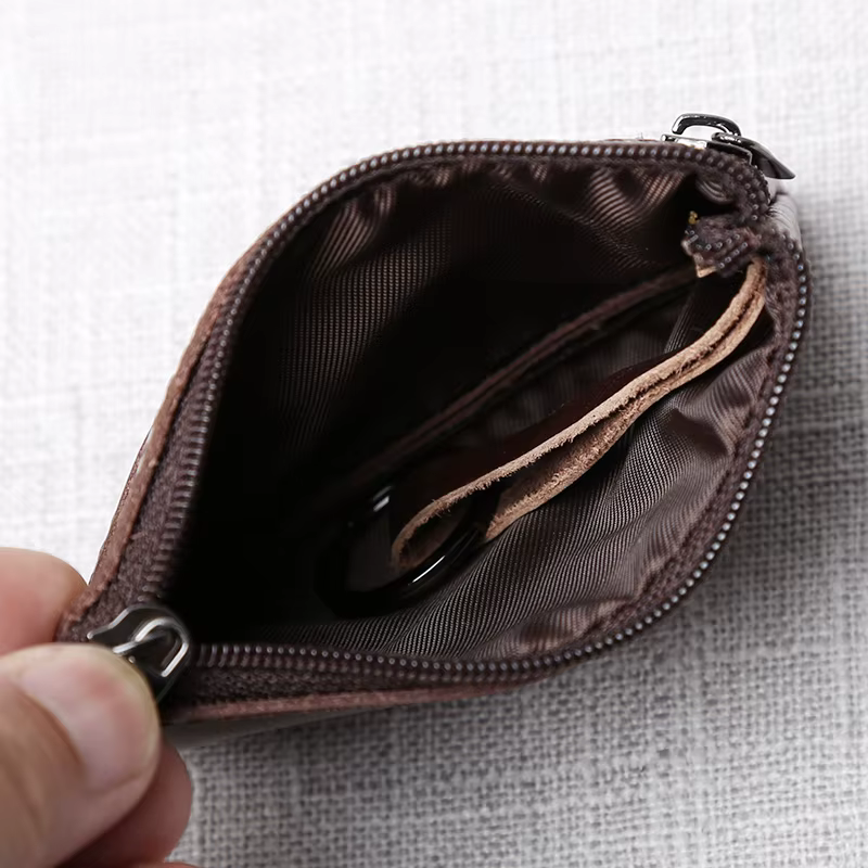 Mini porte-monnaie en cuir unisexe