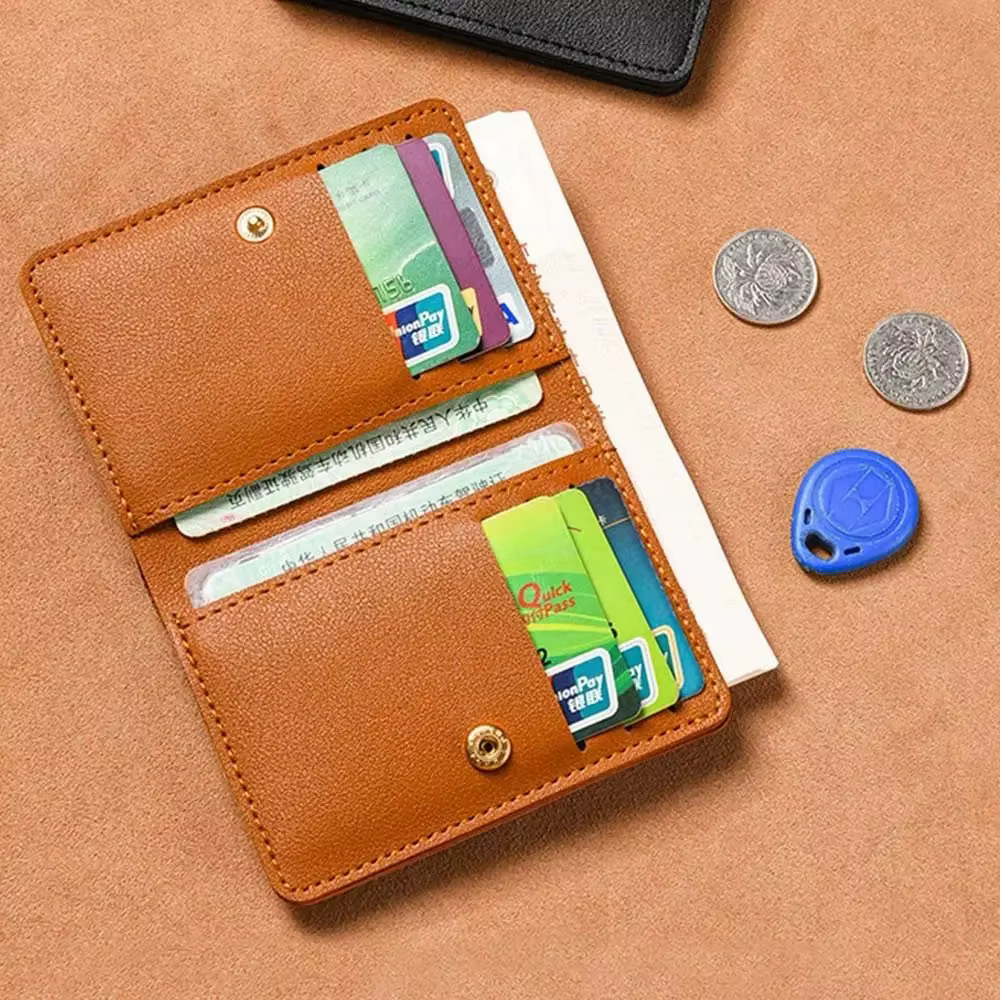 Petit portefeuille classique en cuir PU pour hommes et femmes, court et Simple, à la mode, Ultra fin, pour cartes de crédit, porte-monnaie