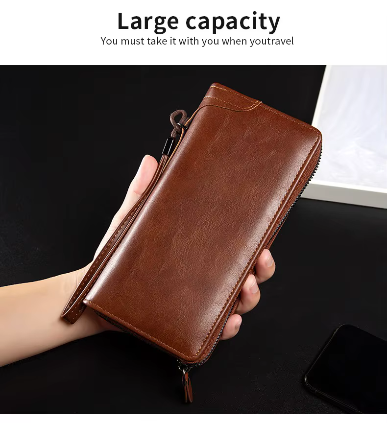 Portefeuille Long à fermeture éclair pour hommes