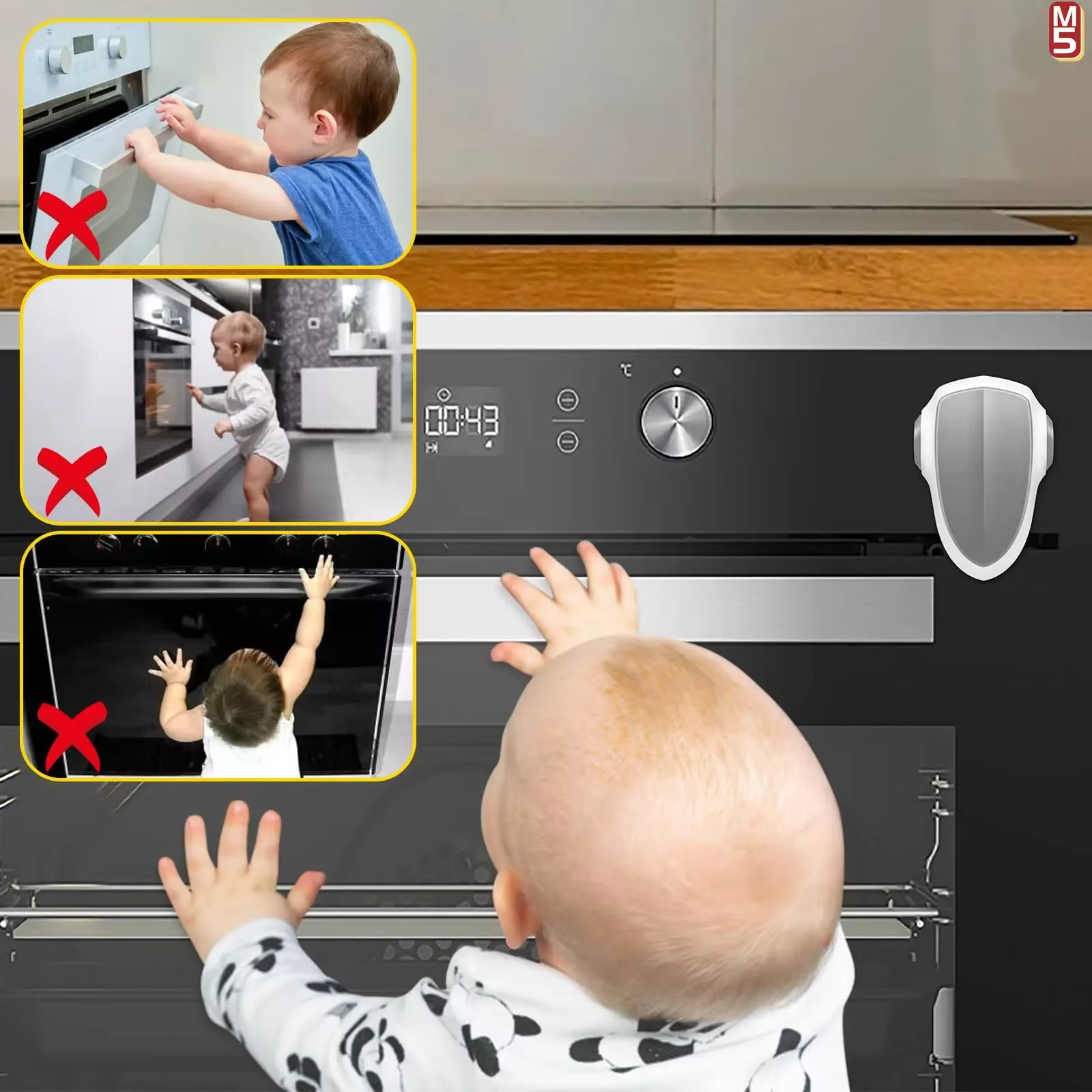 Serrure de porte de four pour bébé, matériau ABS, haute température, mELLock, facile à installer, serrures d'armoire de sécurité pour enfants