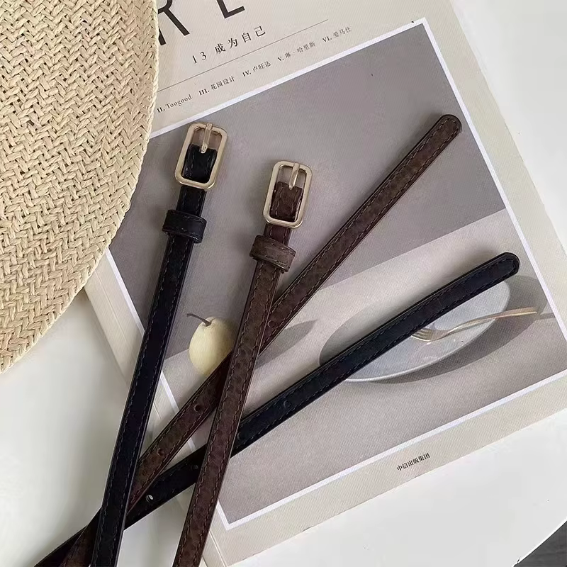 Ceinture rétro française en cuir PU pour femmes