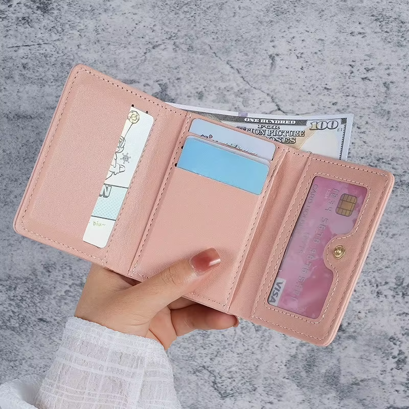Nouveau petit portefeuille femmes en cuir court pliant