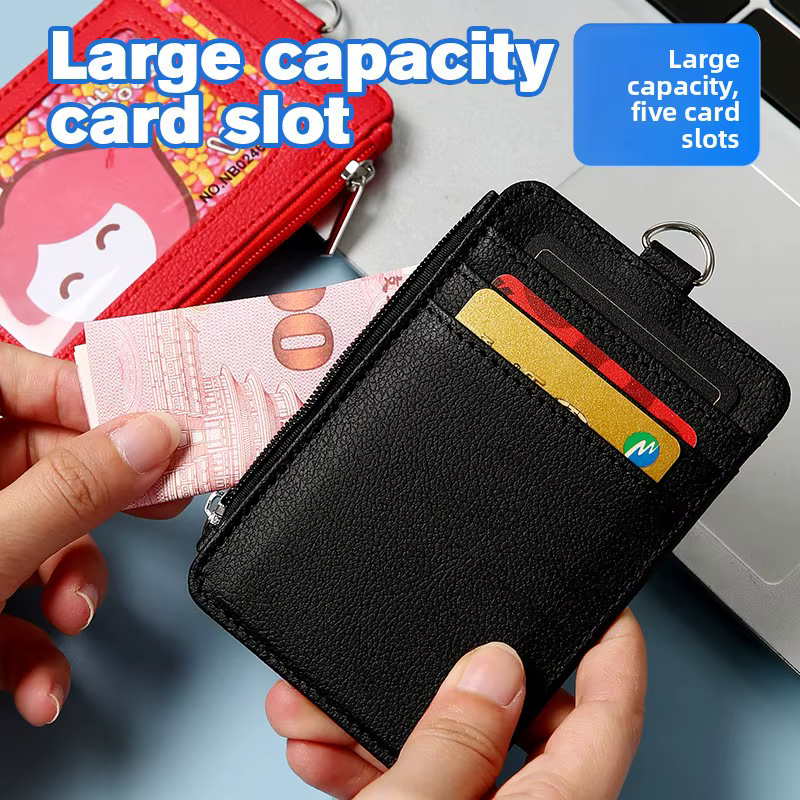 Porte-cartes zippé personnalisable avec cordon pour badge d'identification