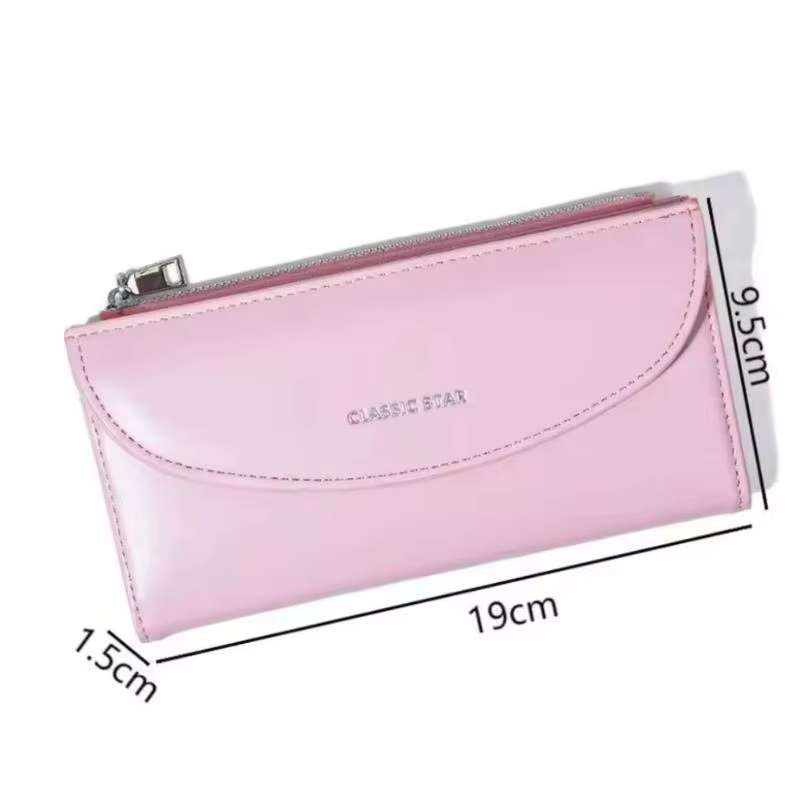 Portefeuille long pour femme en cuir vegan marron avec plusieurs emplacements pour cartes et fermeture éclair sécurisée