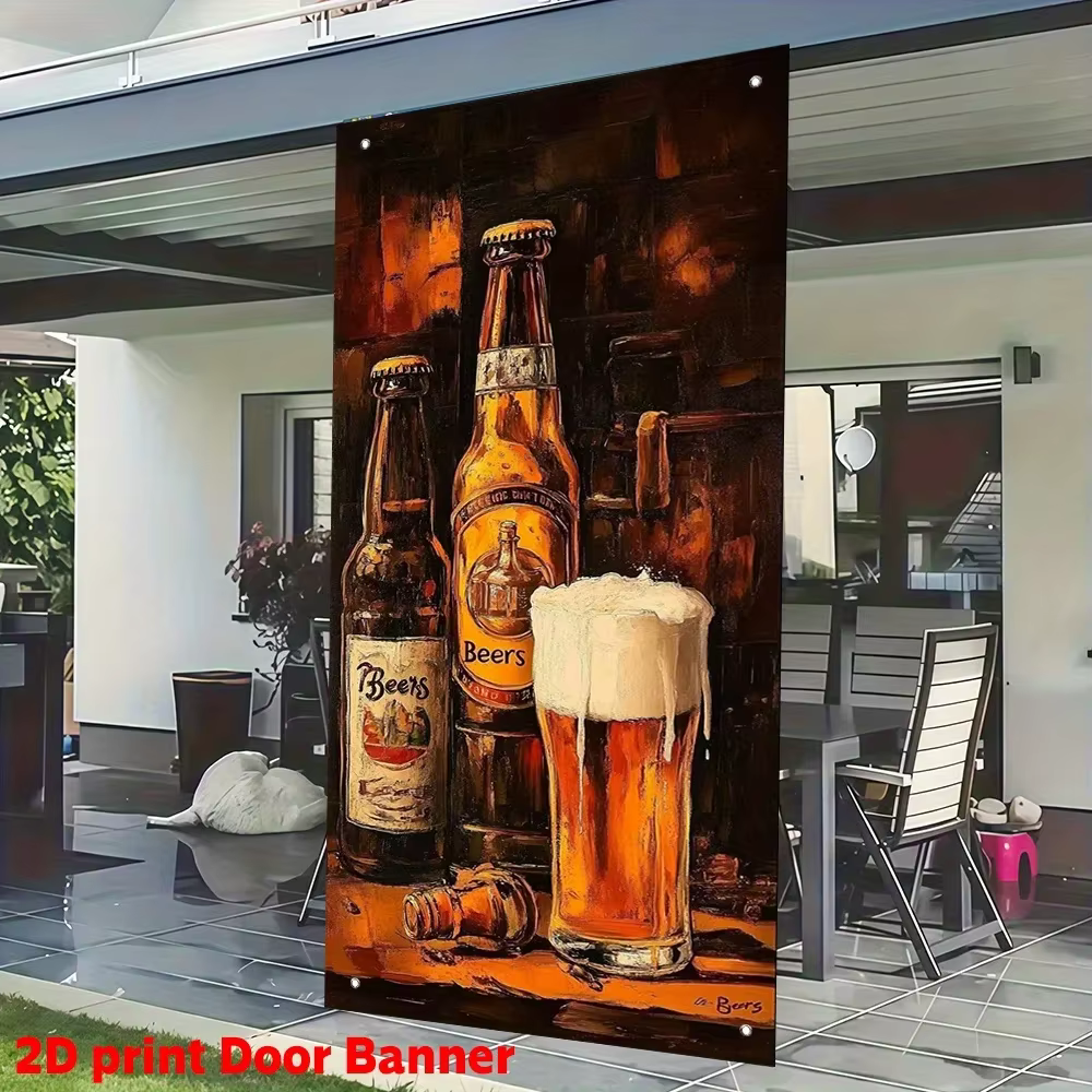Décoration de porte 2D, sur le thème de la culture de la bière, mettant en valeur la bière et les vins en bouteille de haute qualité.yzb