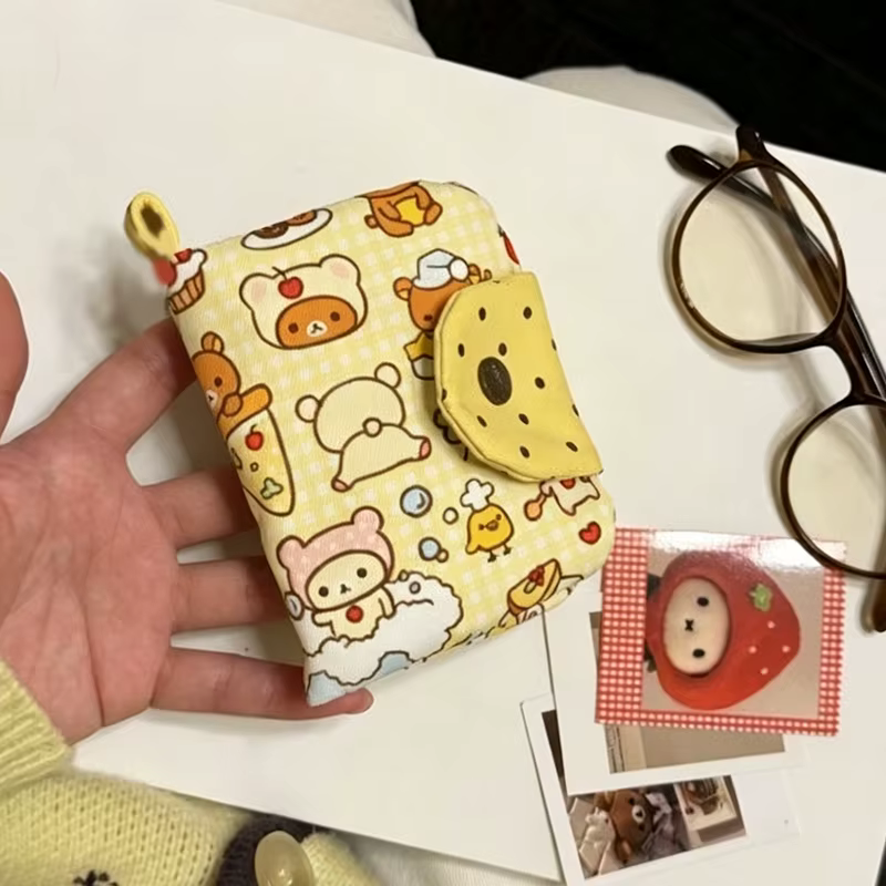 Porte-monnaie Ours Rétro Tendance Style Ins pour Étudiants avec Option Porte-clés