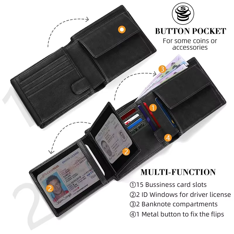 Portefeuilles pour hommes portefeuille mince multifonctionnel avec blocage RFID avec 15 porte-cartes de crédit