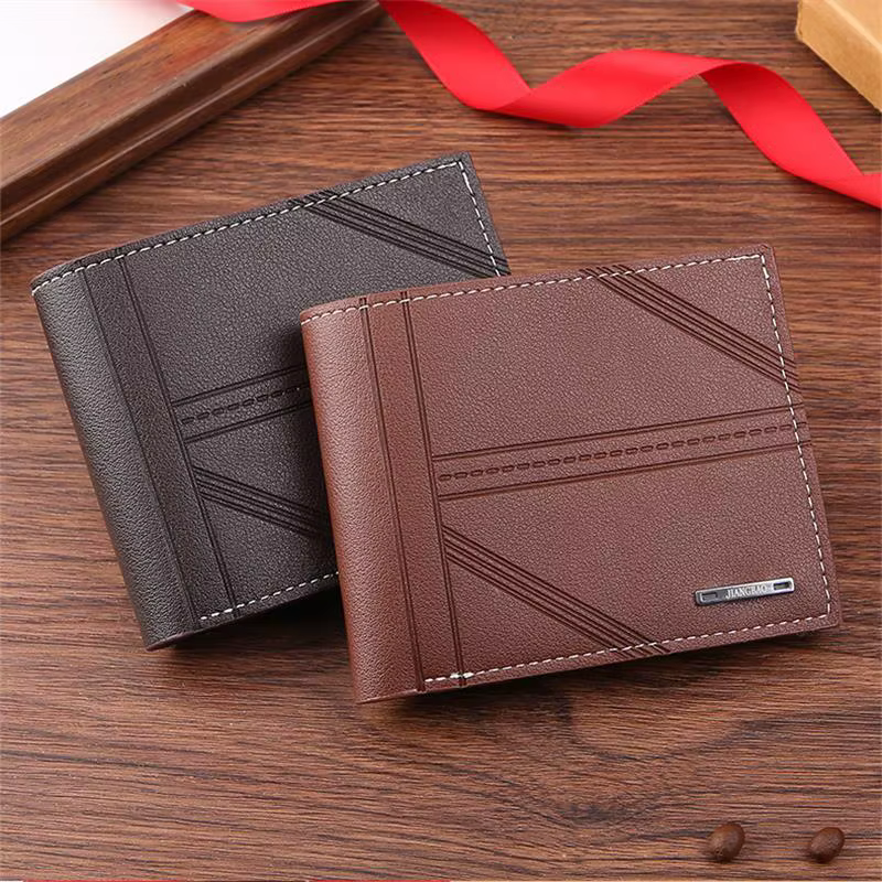 Portefeuille court en cuir souple pour hommes