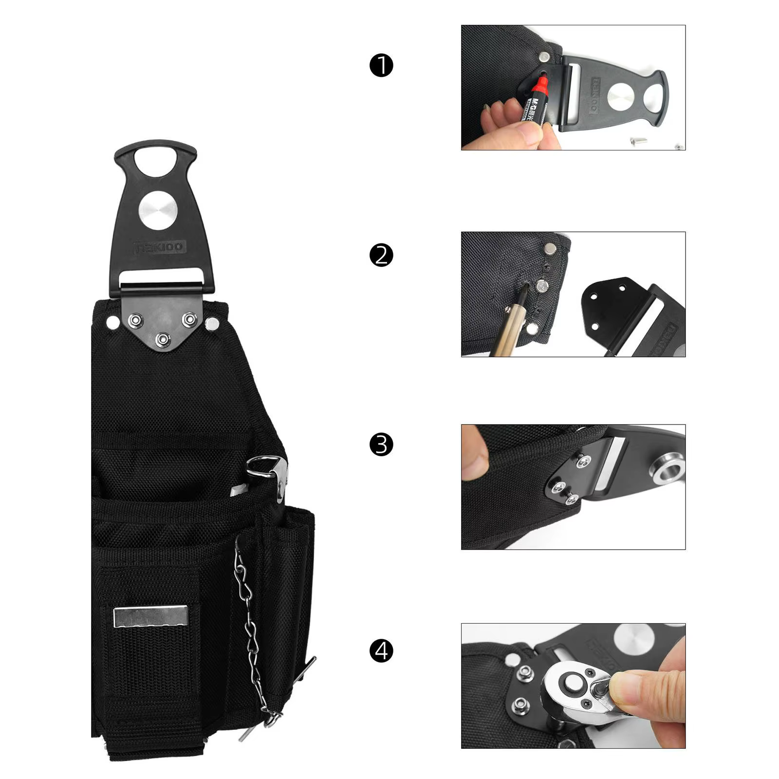 Clip de ceinture pour pochette à outils – Remplacement flexible, pratique et portable pour fixation rapide sur la taille