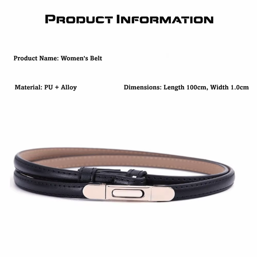 Ceinture fine de luxe pour femme avec boucle à ressort
