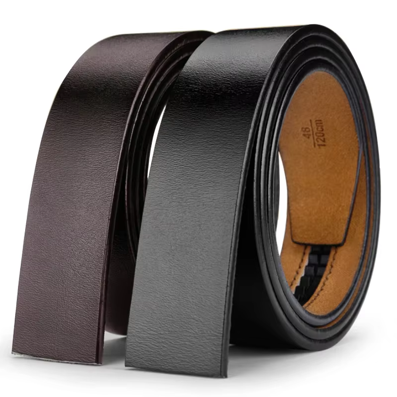 No Buckle 3.5cm Width Genuine Leather Belt Straps Without Automatic