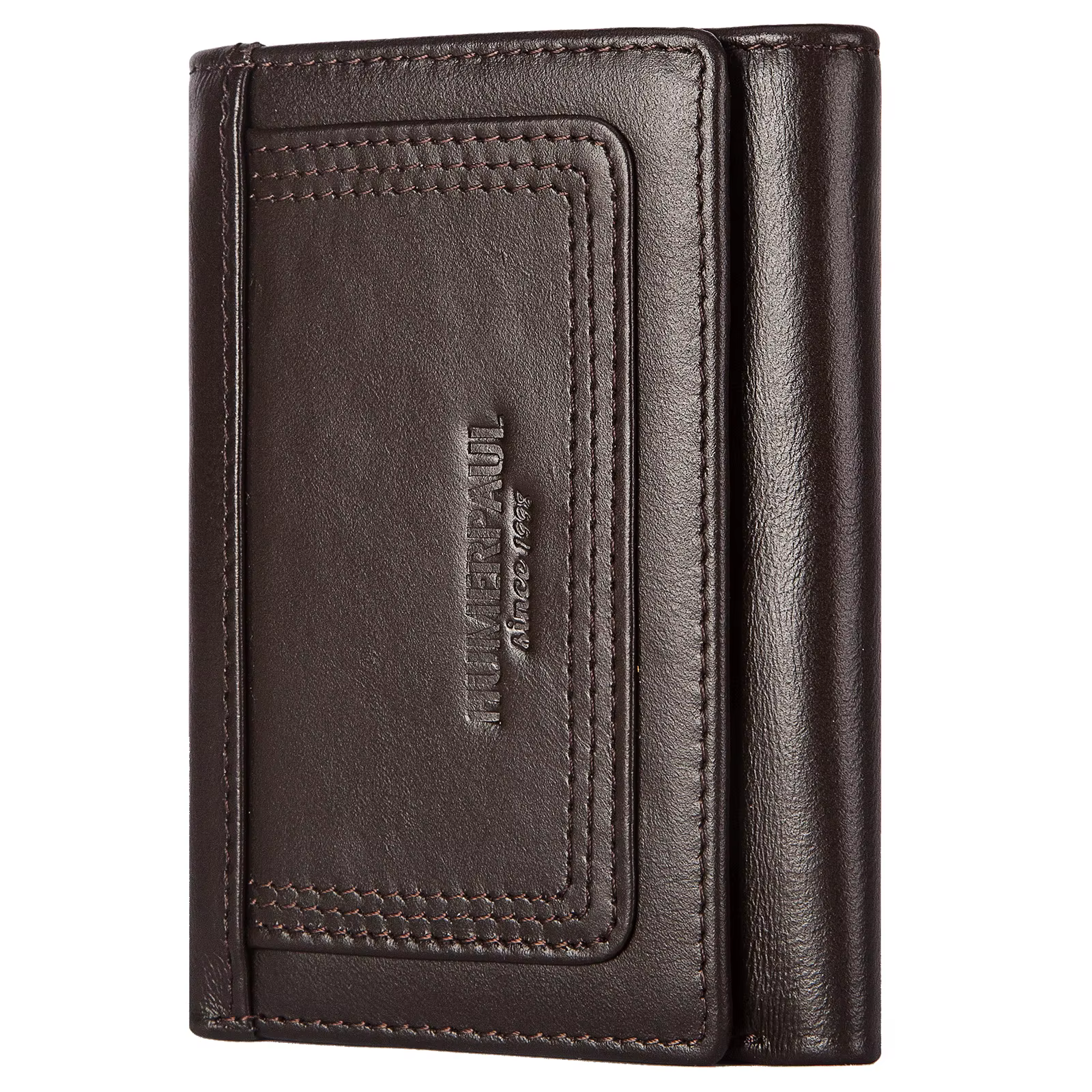 HUMERPAUL portefeuille mince pour hommes RFID Original en cuir véritable porte-cartes à trois volets petite pochette de