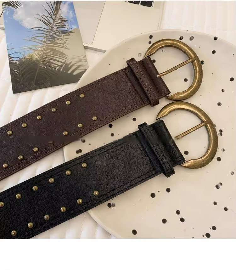 Ceinture large en rivets de style streetwear américain pour femmes
