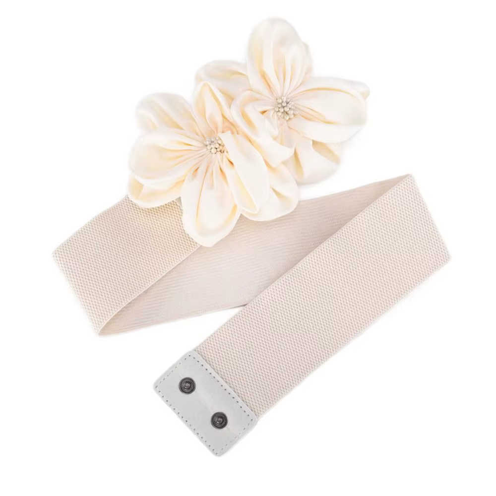 Femmes mode florale large ceinture élastique Chic décontracté grandes fleurs