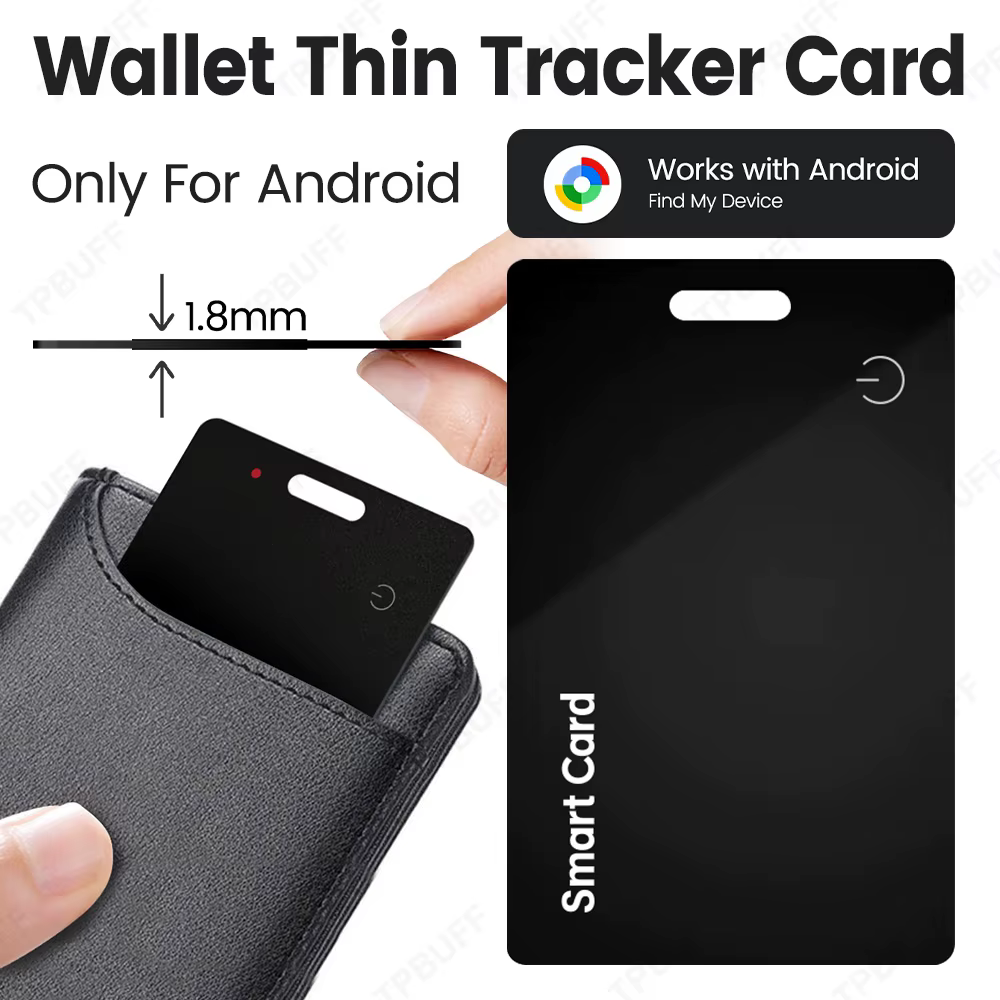 Carte de suivi Google Find My Wallet pour Android - Balise intelligente Bluetooth ultra-fine rechargeable sans fil pour portefeuille et bagages anti-vol