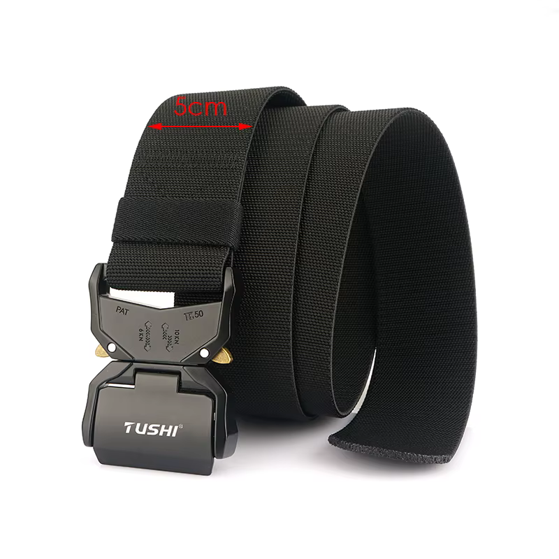 KOLBER 2024 5cm Ceinture Élastique pour Hommes Boucle En Aluminium Dégagement Rapide Extérieur Casual Large