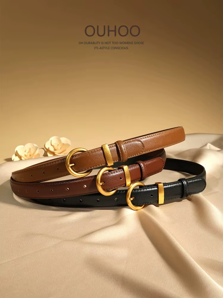 Ceinture en cuir véritable pour femme