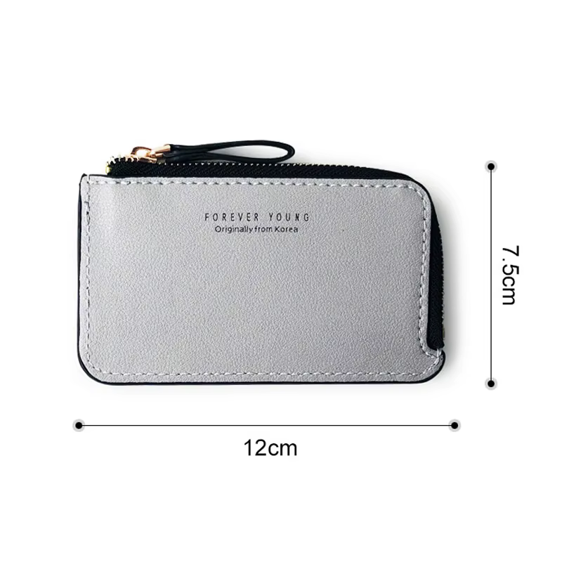 Portefeuille en cuir mince pour hommes – Petit porte-carte de crédit avec porte-monnaie à fermeture éclair