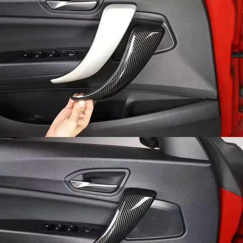 Garniture de poignée de nervure intérieure de porte en fibre de carbone, couvercle de panneau droit, magasins de portes intérieures de voiture, BMW Série 1, Série 2, F20, F21, F22, F23, 2012-2016