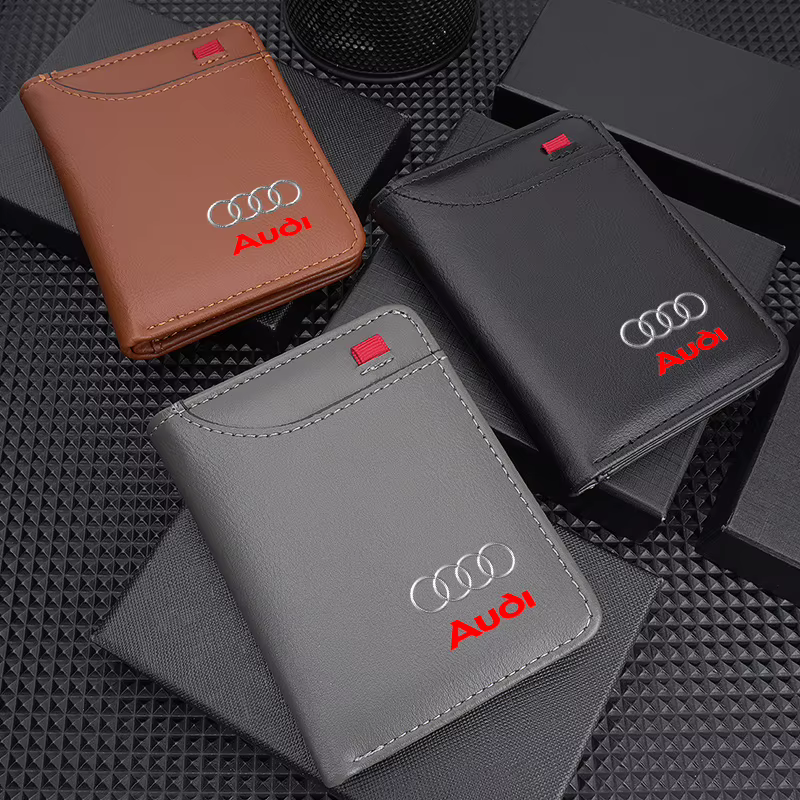Portefeuille en cuir pour hommes avec logo de voiture