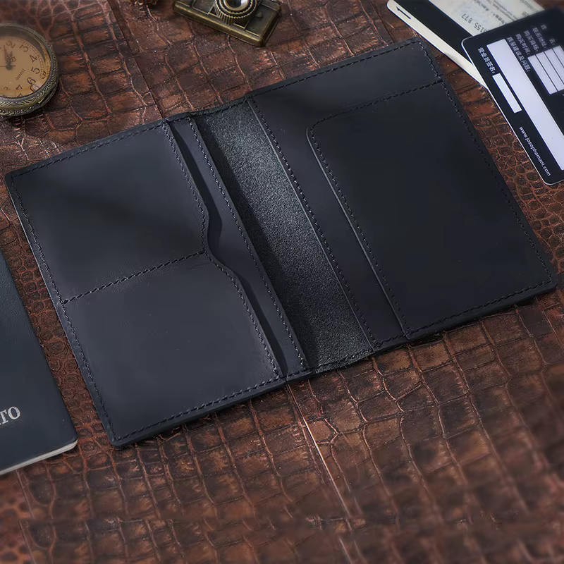 Porte-passeport en cuir véritable pour hommes