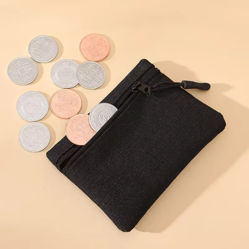 Toile Mini porte-monnaie Simple fermeture éclair enfant pochette de rangement poche d'argent couleur unie pièce de