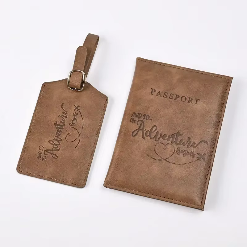 Porte-passeport en cuir PU violet, clip de billet, couvertures de passeport, ensemble d'étiquette de bagage, porte-carte de crédit d'identité, portefeuille de voyage unisexe, nouveau