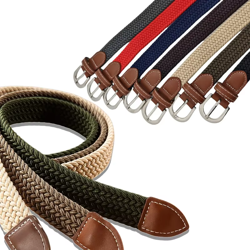 Ceinture élastique en toile unisexe pour sorties décontractées, bande élastique tissée, fête, déplacement quotidien