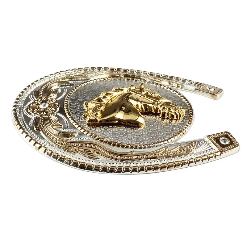 Boucle de ceinture tête de cheval doré