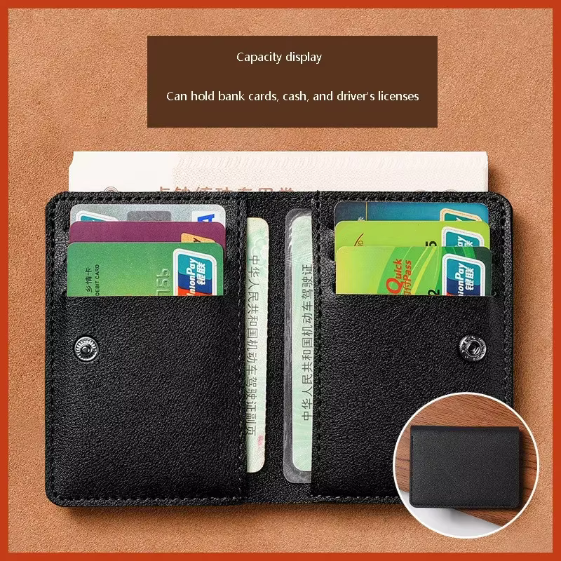 Nouveau Portefeuille Pliable Minimaliste 2026 avec Bouton – Porte-Cartes en Cuir Souple pour Femmes et Hommes